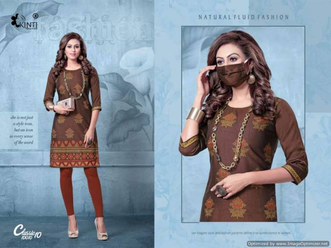 Kinti Calssic 10 Rayon Printed Designer Party Wear Kurti Collection